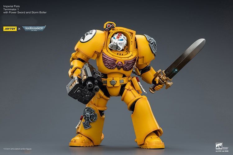 Фигурка из игры Warhammer 40k, Имперские Кулаки, Терминатор с Силовым мечем, JOYTOY, подвижная, 14,3 см (WHR 0179)