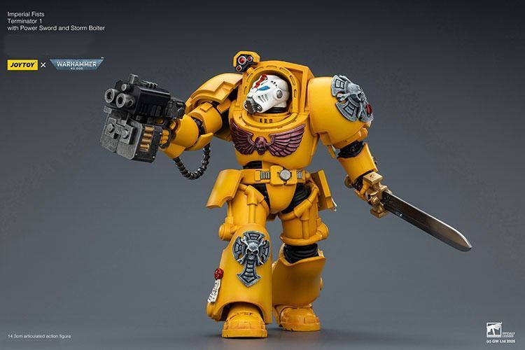 Фигурка из игры Warhammer 40k, Имперские Кулаки, Терминатор с Силовым мечем, JOYTOY, подвижная, 14,3 см (WHR 0179)