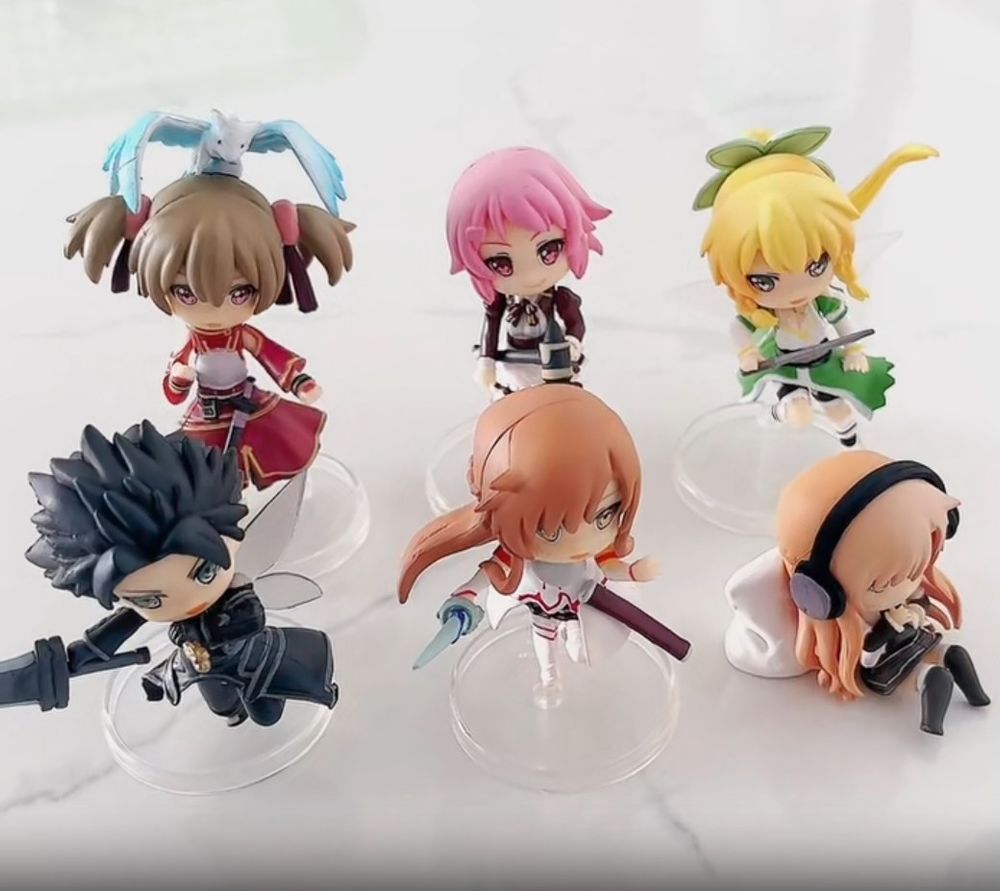 Набор аниме фигурок Sword Art Online Мастера меча онлайн, набор 6 шт, 6 см (SAO 0020)