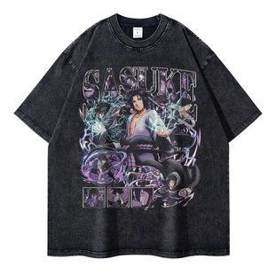 Футболка оверсайз с принтом из аниме Наруто, универсальная, хлопок Washed Cotton, размер XXXL (FNAR 0081G-XXXL)