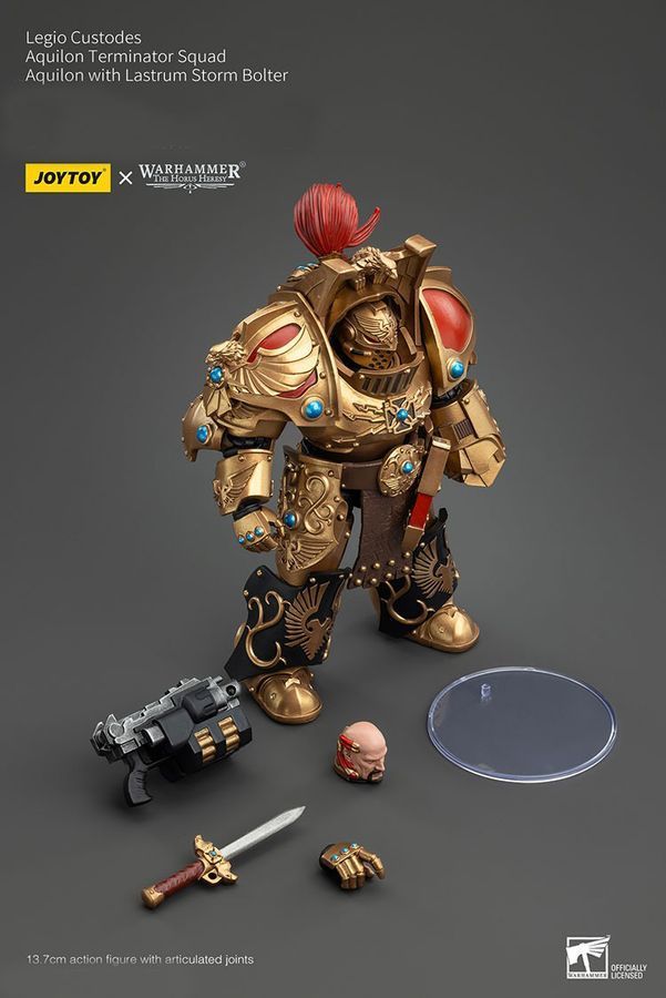 Фігурка з гри Warhammer 40k, Легіон Адептус Кустодес Аквілон зі штурмовим болтером Ластрум, JOYTOY, рухома, 13,7 см (WHR 0199)