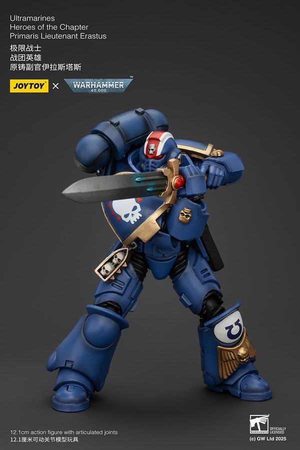 Фігурка з гри Warhammer 40k, Ультрамарини Герой ордена Прімаріс Лейтенант Ерастус, JOYTOY, рухома, 12,1 см (WHR 0133)