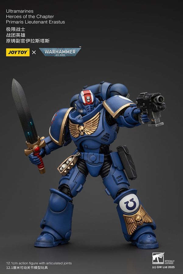 Фігурка з гри Warhammer 40k, Ультрамарини Герой ордена Прімаріс Лейтенант Ерастус, JOYTOY, рухома, 12,1 см (WHR 0133)