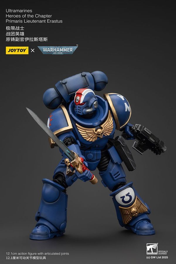 Фігурка з гри Warhammer 40k, Ультрамарини Герой ордена Прімаріс Лейтенант Ерастус, JOYTOY, рухома, 12,1 см (WHR 0133)