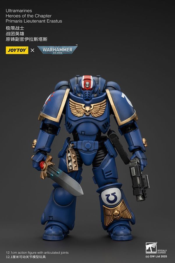 Фігурка з гри Warhammer 40k, Ультрамарини Герой ордена Прімаріс Лейтенант Ерастус, JOYTOY, рухома, 12,1 см (WHR 0133)