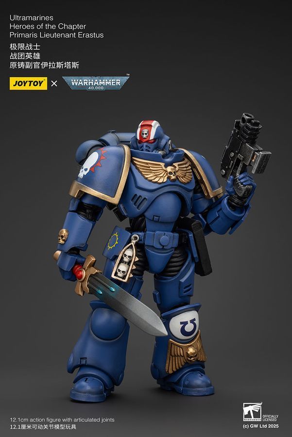 Фігурка з гри Warhammer 40k, Ультрамарини Герой ордена Прімаріс Лейтенант Ерастус, JOYTOY, рухома, 12,1 см (WHR 0133)