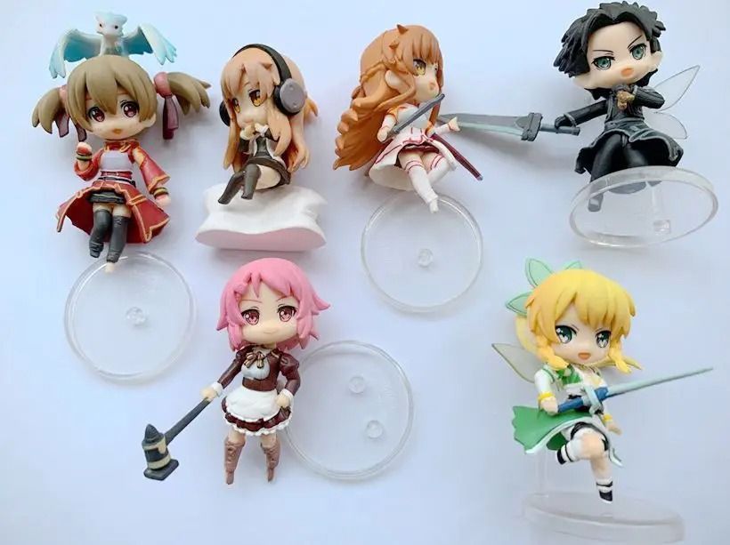 Набор аниме фигурок Sword Art Online Мастера меча онлайн, набор 6 шт, 6 см (SAO 0020)