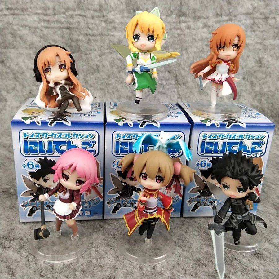 Набор аниме фигурок Sword Art Online Мастера меча онлайн, набор 6 шт, 6 см (SAO 0020)