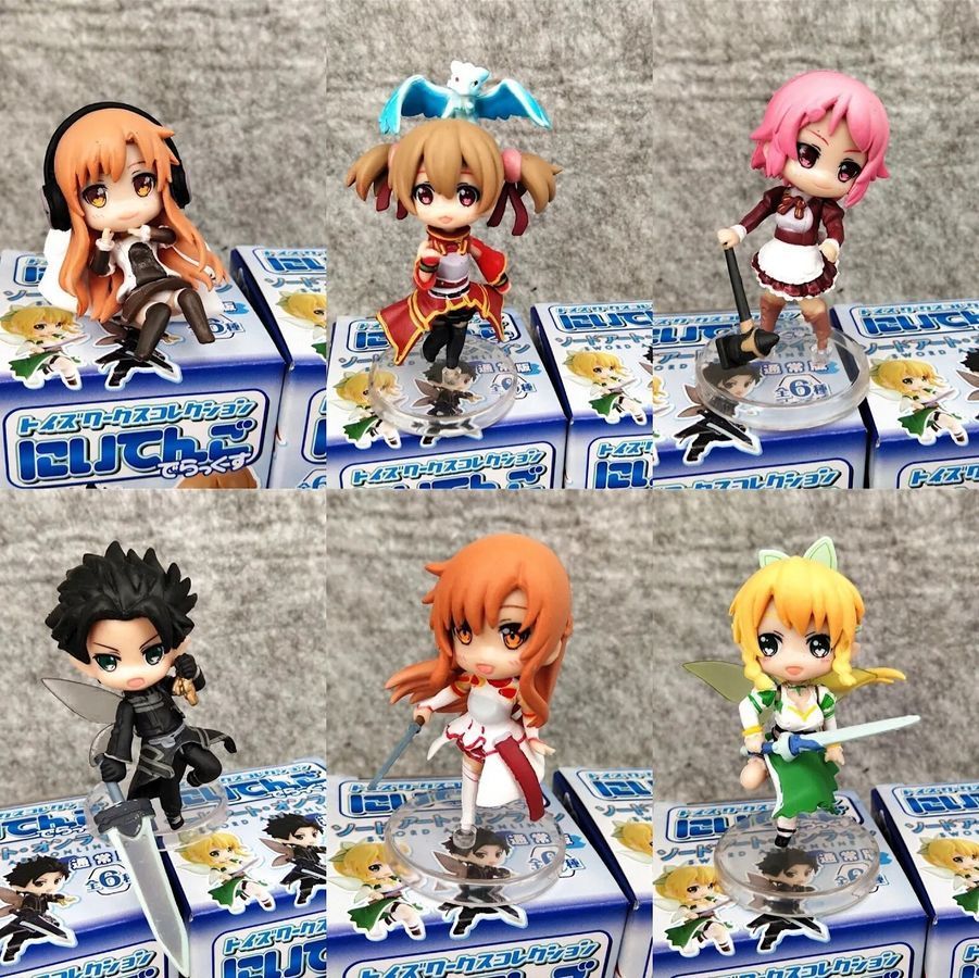 Набор аниме фигурок Sword Art Online Мастера меча онлайн, набор 6 шт, 6 см (SAO 0020)