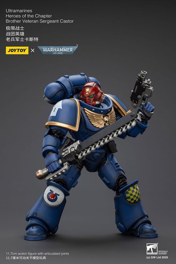 Фигурка из игры Warhammer 40k, Ультрамарины Герой Ордена Брат Ветеран Сержант Кастор, JOYTOY, подвижная, 11,7 см (WHR 0134)