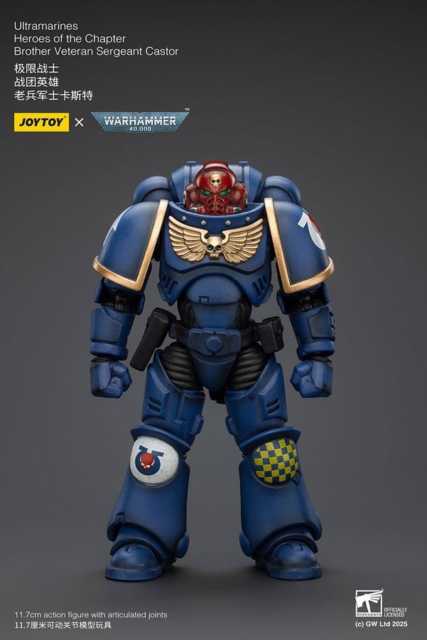 Фигурка из игры Warhammer 40k, Ультрамарины Герой Ордена Брат Ветеран Сержант Кастор, JOYTOY, подвижная, 11,7 см (WHR 0134)