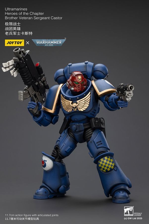 Фигурка из игры Warhammer 40k, Ультрамарины Герой Ордена Брат Ветеран Сержант Кастор, JOYTOY, подвижная, 11,7 см (WHR 0134)