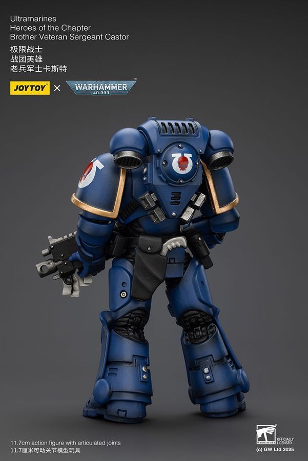 Фигурка из игры Warhammer 40k, Ультрамарины Герой Ордена Брат Ветеран Сержант Кастор, JOYTOY, подвижная, 11,7 см (WHR 0134)