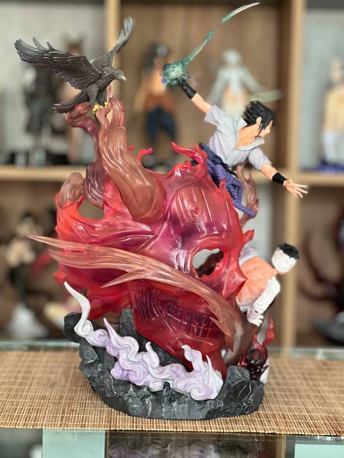 Аниме фигурка Naruto Наруто Sasuke Uchiha Саске Учиха, большая скульптура с подсветкой, 40 см (NAR 0086)
