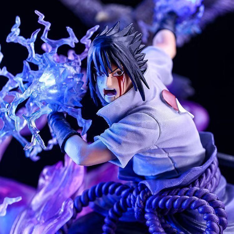 Аніме фігурка Naruto Наруто Sasuke Uchiha Саске Учіха, велика скульптура з підсвічуванням, 40 см (NAR 0086)