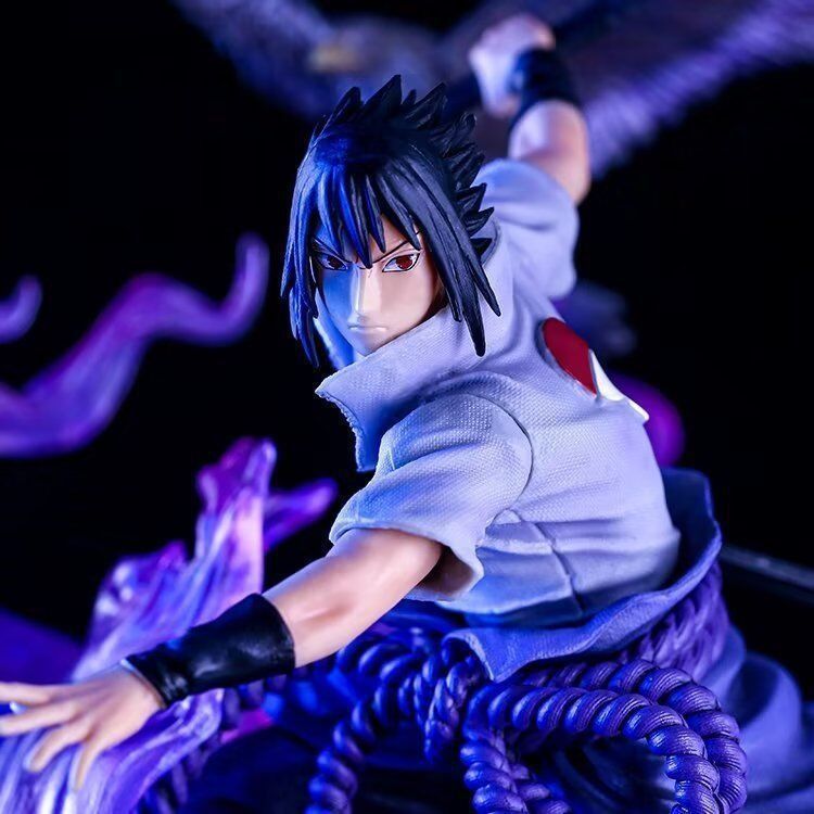 Аніме фігурка Naruto Наруто Sasuke Uchiha Саске Учіха, велика скульптура з підсвічуванням, 40 см (NAR 0086)