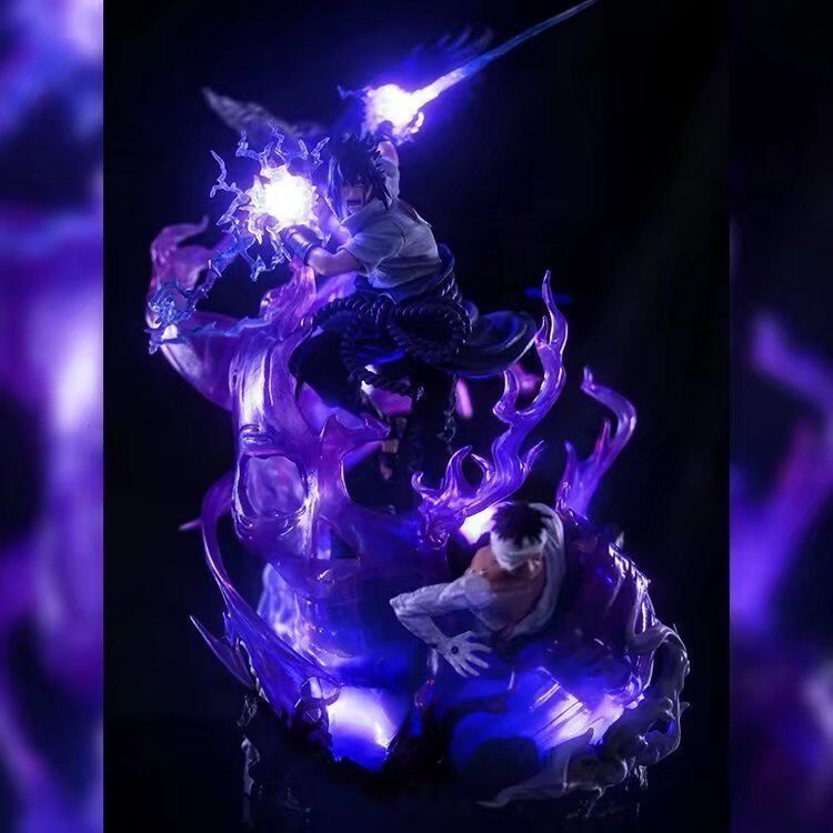 Аніме фігурка Naruto Наруто Sasuke Uchiha Саске Учіха, велика скульптура з підсвічуванням, 40 см (NAR 0086)