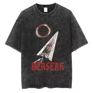 Футболка оверсайз с принтом из аниме Берсерк, универсальная, хлопок Washed Cotton, размер XXXL (FBRK 0028G-XXXL)