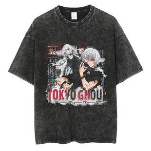 Футболка оверсайз с принтом из аниме Токийский Гуль, универсальная, хлопок Washed Cotton, размер XXXL (FTG 0007G-XXXL)
