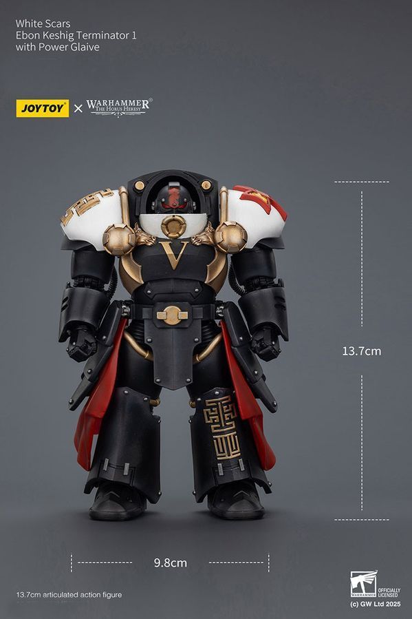 Фігурка з гри Warhammer 40k, Загін термінаторів Білих Шрамів Ебон Кешіг 1 з силовою глефою, JOYTOY, рухома, 13,7 см (WHR 0182)