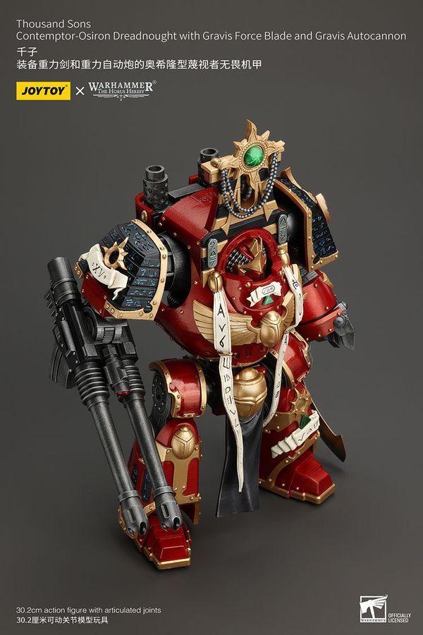 Фигурка из игры Warhammer 40k, Дредноут &laquo;Контемптор-Осирон&raquo; Тысячи Сынов с Клинком Силы Гравис и Автопушкой Гравис, JOYTOY, подвижная, 30,2 см (WHR 0096)