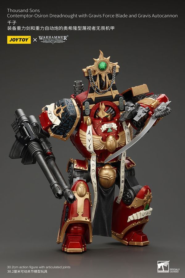 Фигурка из игры Warhammer 40k, Дредноут &laquo;Контемптор-Осирон&raquo; Тысячи Сынов с Клинком Силы Гравис и Автопушкой Гравис, JOYTOY, подвижная, 30,2 см (WHR 0096)