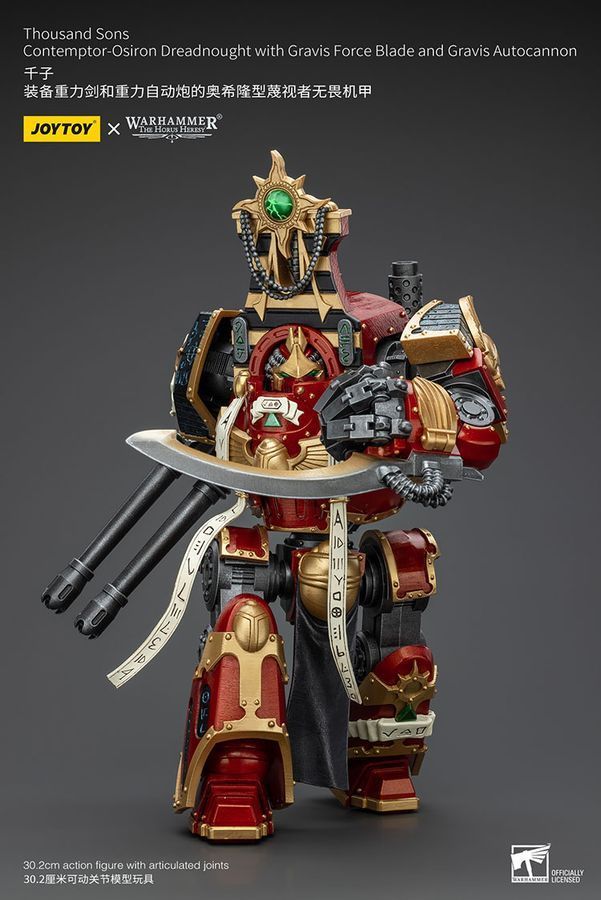Фигурка из игры Warhammer 40k, Дредноут &laquo;Контемптор-Осирон&raquo; Тысячи Сынов с Клинком Силы Гравис и Автопушкой Гравис, JOYTOY, подвижная, 30,2 см (WHR 0096)