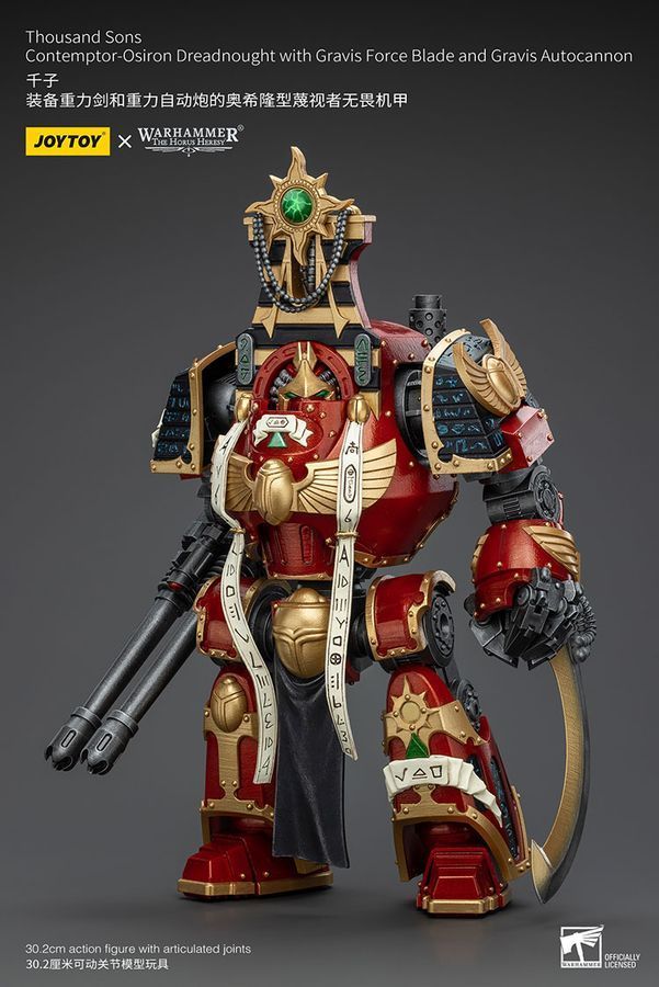 Фигурка из игры Warhammer 40k, Дредноут &laquo;Контемптор-Осирон&raquo; Тысячи Сынов с Клинком Силы Гравис и Автопушкой Гравис, JOYTOY, подвижная, 30,2 см (WHR 0096)