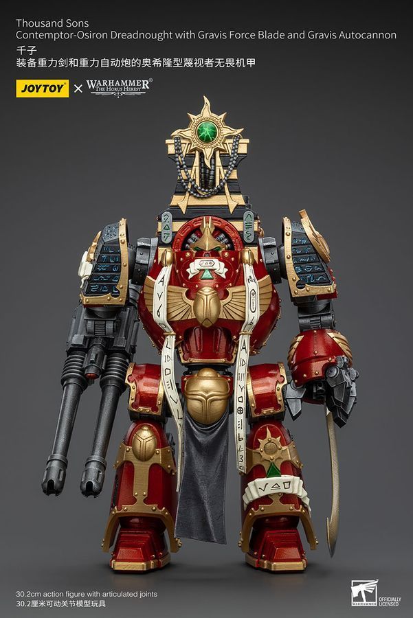 Фигурка из игры Warhammer 40k, Дредноут &laquo;Контемптор-Осирон&raquo; Тысячи Сынов с Клинком Силы Гравис и Автопушкой Гравис, JOYTOY, подвижная, 30,2 см (WHR 0096)