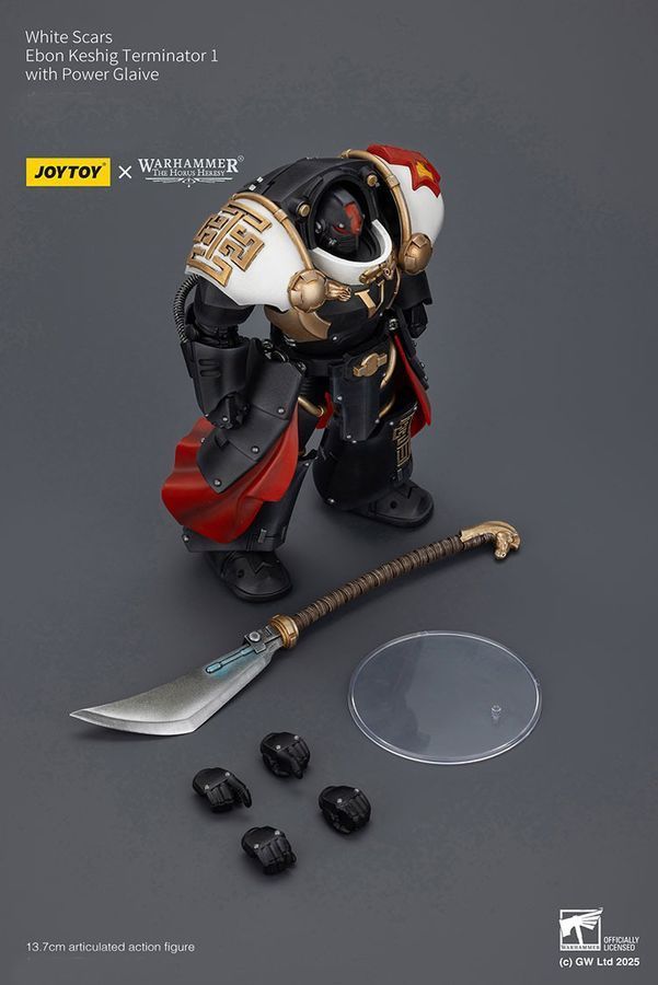 Фігурка з гри Warhammer 40k, Загін термінаторів Білих Шрамів Ебон Кешіг 1 з силовою глефою, JOYTOY, рухома, 13,7 см (WHR 0182)