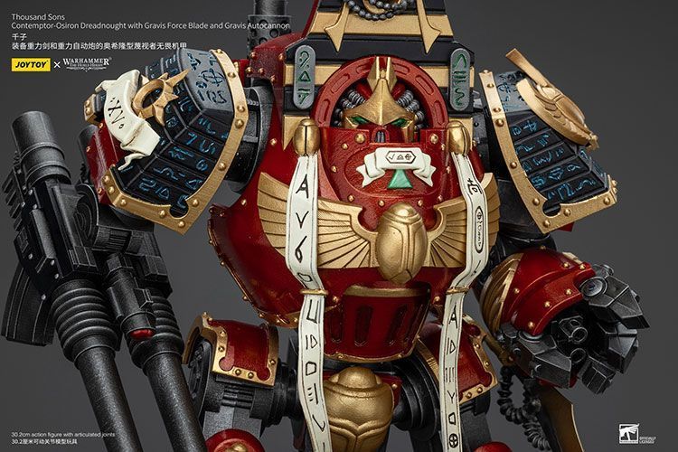 Фигурка из игры Warhammer 40k, Дредноут &laquo;Контемптор-Осирон&raquo; Тысячи Сынов с Клинком Силы Гравис и Автопушкой Гравис, JOYTOY, подвижная, 30,2 см (WHR 0096)