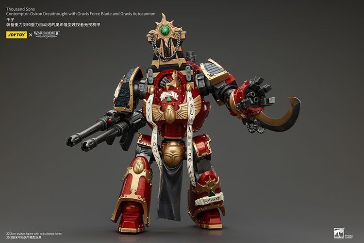 Фигурка из игры Warhammer 40k, Дредноут &laquo;Контемптор-Осирон&raquo; Тысячи Сынов с Клинком Силы Гравис и Автопушкой Гравис, JOYTOY, подвижная, 30,2 см (WHR 0096)