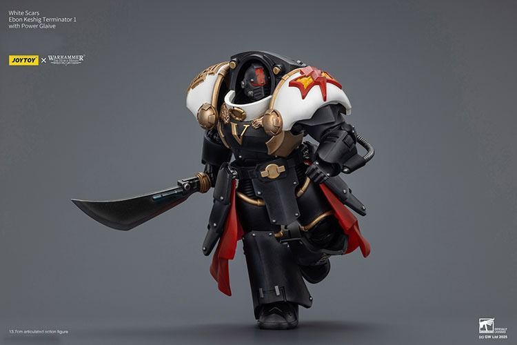 Фігурка з гри Warhammer 40k, Загін термінаторів Білих Шрамів Ебон Кешіг 1 з силовою глефою, JOYTOY, рухома, 13,7 см (WHR 0182)