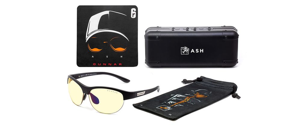 Компьютерные очки для геймеров Gunnar, 6-Siege Ash Edition, Onyx, Amber React, White (ASH-00101)