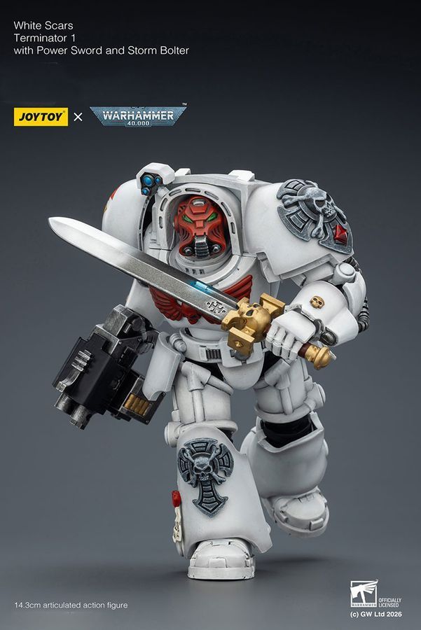 Фігурка з гри Warhammer 40k, Загін термінаторів Білих Шрамів із силовим мечем, JOYTOY, рухома, 14,3 см (WHR 0184)