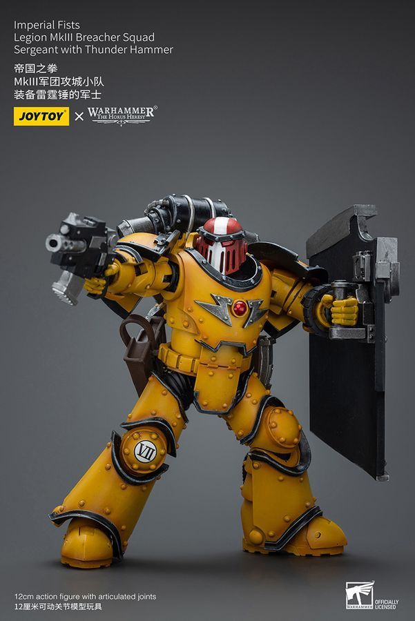 Фигурка из игры Warhammer 40k, Имперские Кулаки, Сержант с громовым молотом, JOYTOY, подвижная, 12,5 см (WHR 0009)