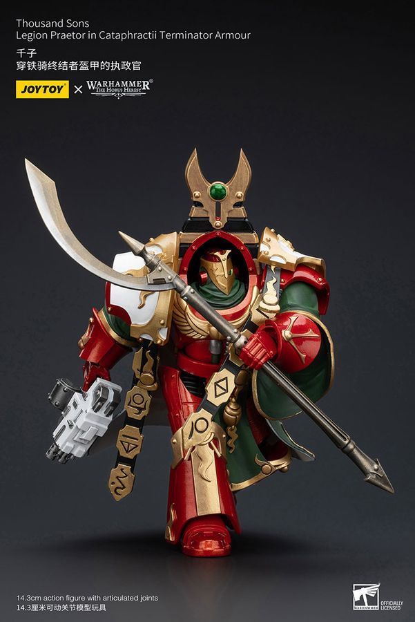 Фигурка из игры Warhammer 40k, Легион Тысяча сыновей Пратотор в Терминаторских доспехах Катафрактии, JOYTOY, подвижная, 14,3 см (WHR 0099)