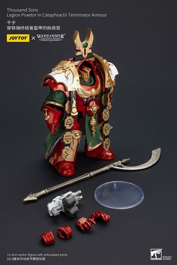 Фигурка из игры Warhammer 40k, Легион Тысяча сыновей Пратотор в Терминаторских доспехах Катафрактии, JOYTOY, подвижная, 14,3 см (WHR 0099)