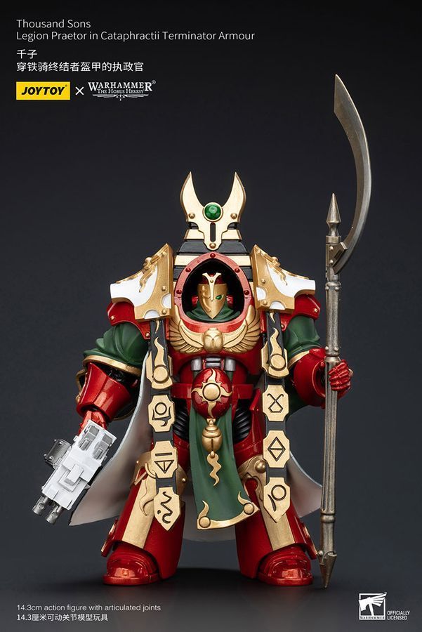 Фигурка из игры Warhammer 40k, Легион Тысяча сыновей Пратотор в Терминаторских доспехах Катафрактии, JOYTOY, подвижная, 14,3 см (WHR 0099)