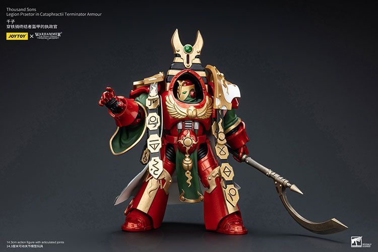 Фигурка из игры Warhammer 40k, Легион Тысяча сыновей Пратотор в Терминаторских доспехах Катафрактии, JOYTOY, подвижная, 14,3 см (WHR 0099)