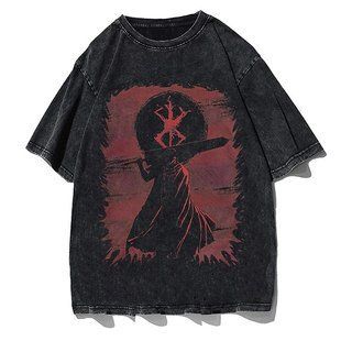 Футболка оверсайз с принтом из аниме Берсерк, универсальная, хлопок Washed Cotton, размер XXXL (FBRK 0037G-XXXL)