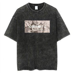 Футболка оверсайз з принтом з аніме Атака Титанів, універсальна, бавовна Washed Cotton, розмір XXXL (FAT 0017G-XXXL)