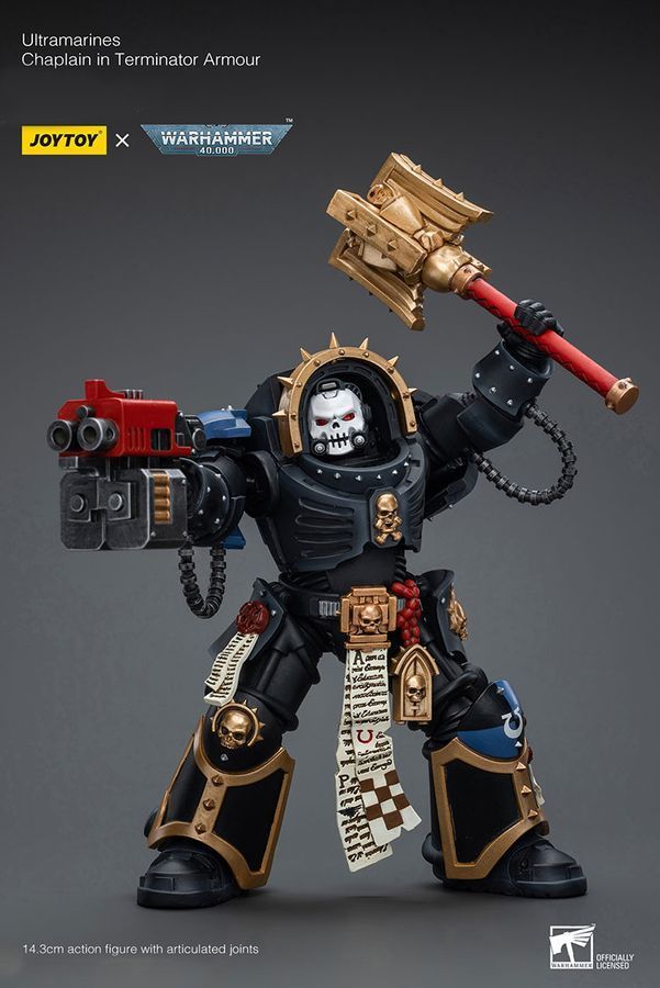 Фігурка з гри Warhammer 40k, Капелан Ультрамаринів у термінаторській броні, JOYTOY, рухома, 14,3 см (WHR 0157)