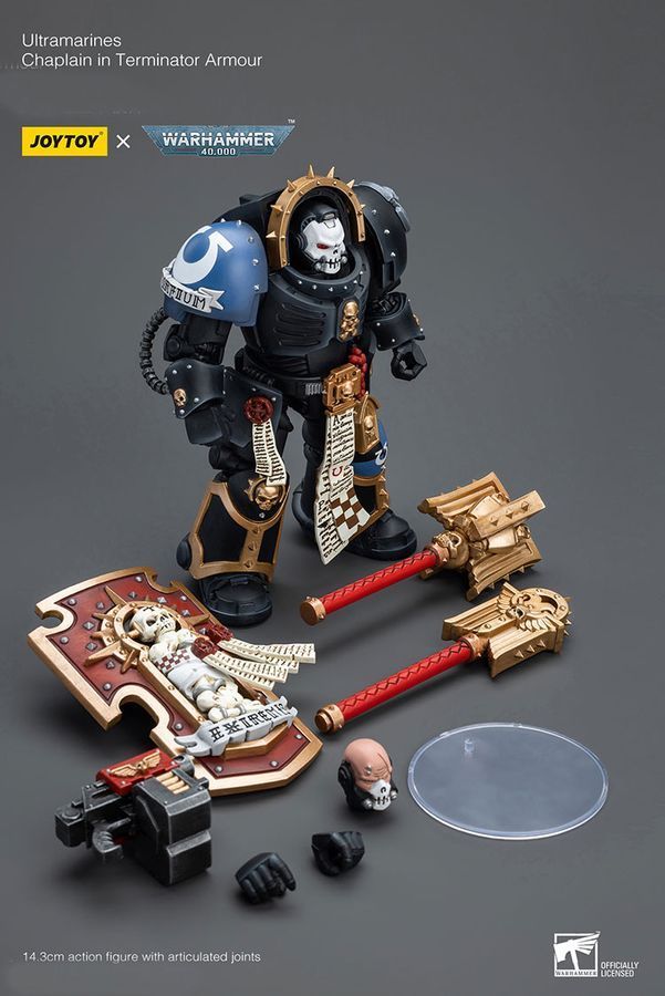 Фігурка з гри Warhammer 40k, Капелан Ультрамаринів у термінаторській броні, JOYTOY, рухома, 14,3 см (WHR 0157)