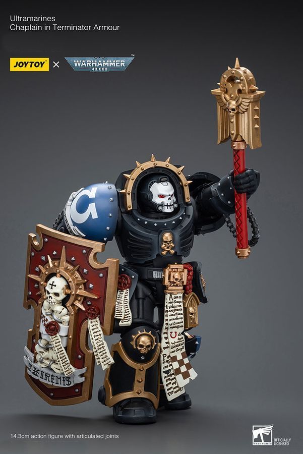 Фігурка з гри Warhammer 40k, Капелан Ультрамаринів у термінаторській броні, JOYTOY, рухома, 14,3 см (WHR 0157)
