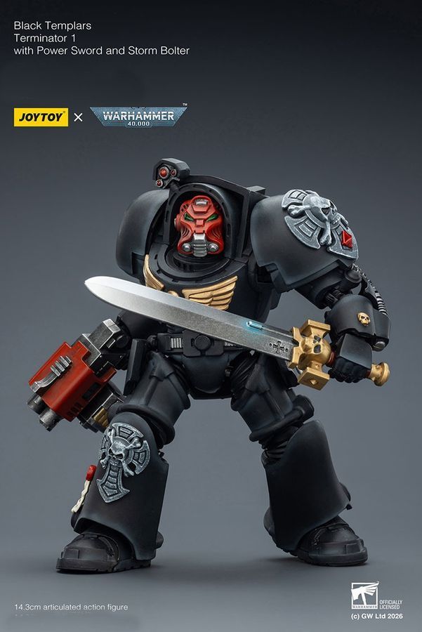 Фігурка з гри Warhammer 40k, Загін термінаторів Чорних Храмівників з Силовим мечем, JOYTOY, рухома, 14,3 см (WHR 0186)