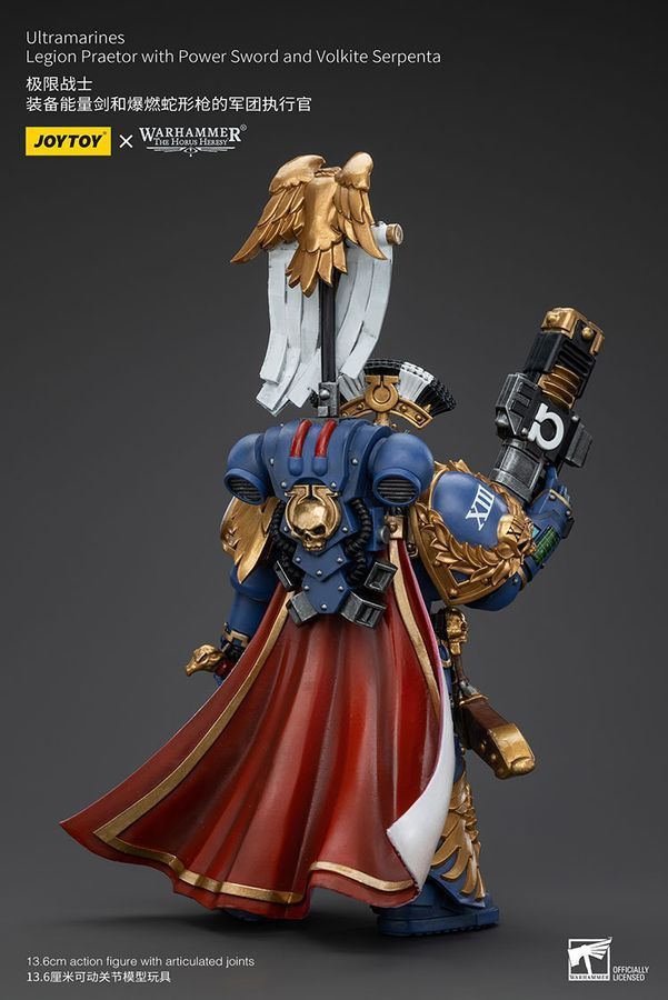 Фігурка з гри Warhammer 40k, Претор Легіону Ультрамаринів з силовим мечем і Вовкитовим Серпентом, JOYTOY, рухома, 13,6 см (WHR 0139)