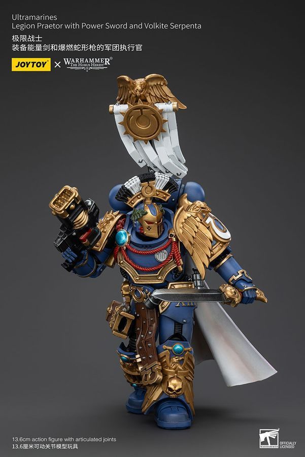 Фігурка з гри Warhammer 40k, Претор Легіону Ультрамаринів з силовим мечем і Вовкитовим Серпентом, JOYTOY, рухома, 13,6 см (WHR 0139)