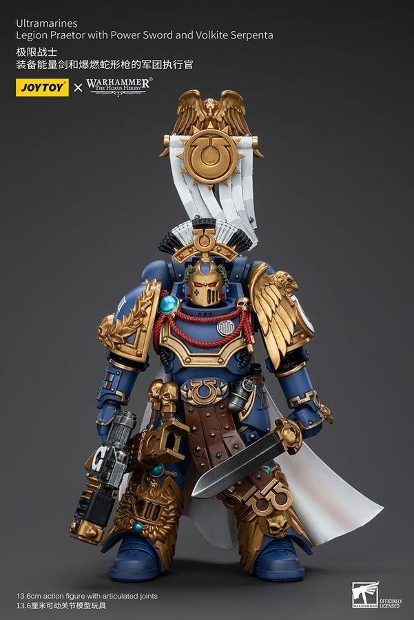 Фігурка з гри Warhammer 40k, Претор Легіону Ультрамаринів з силовим мечем і Вовкитовим Серпентом, JOYTOY, рухома, 13,6 см (WHR 0139)
