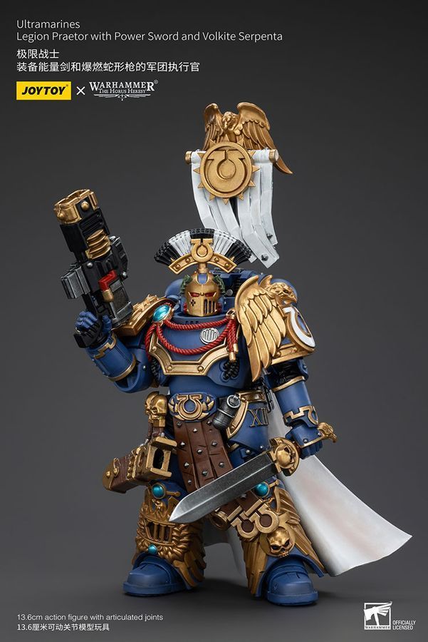 Фігурка з гри Warhammer 40k, Претор Легіону Ультрамаринів з силовим мечем і Вовкитовим Серпентом, JOYTOY, рухома, 13,6 см (WHR 0139)